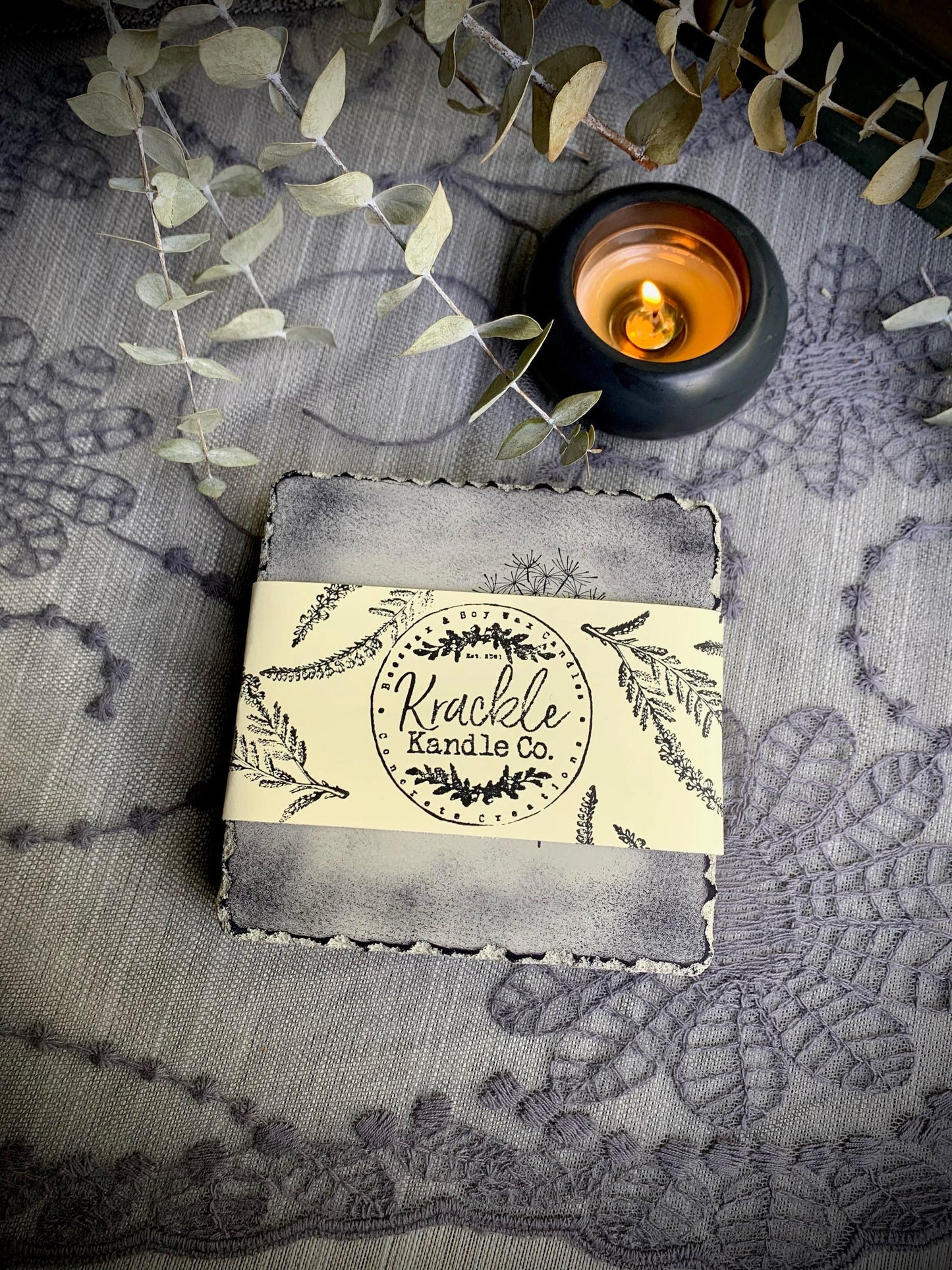 Textured Square Hand Stamped Ink Concrete Coasters