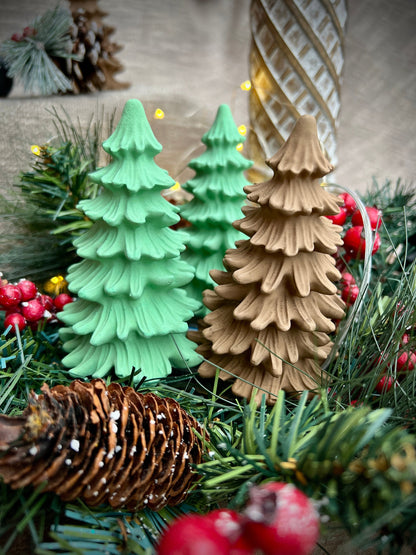 Set of Two Small Concrete Christmas Trees