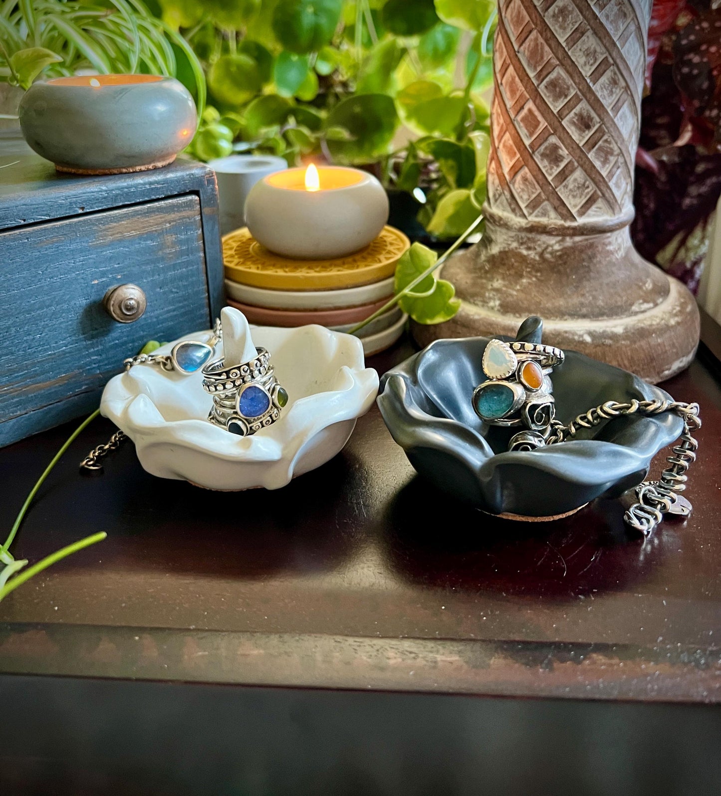 Concrete Flower Ring Dish