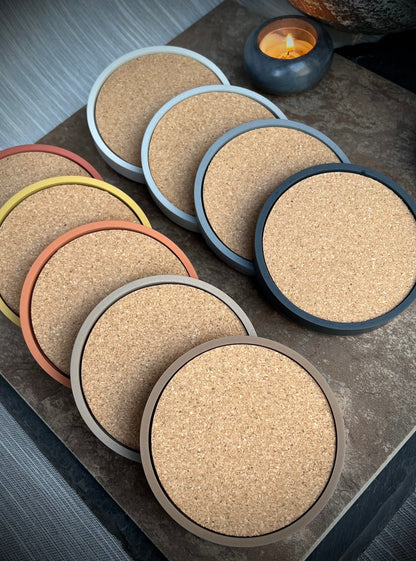 Round Concrete Coasters with Removable Cork Insert