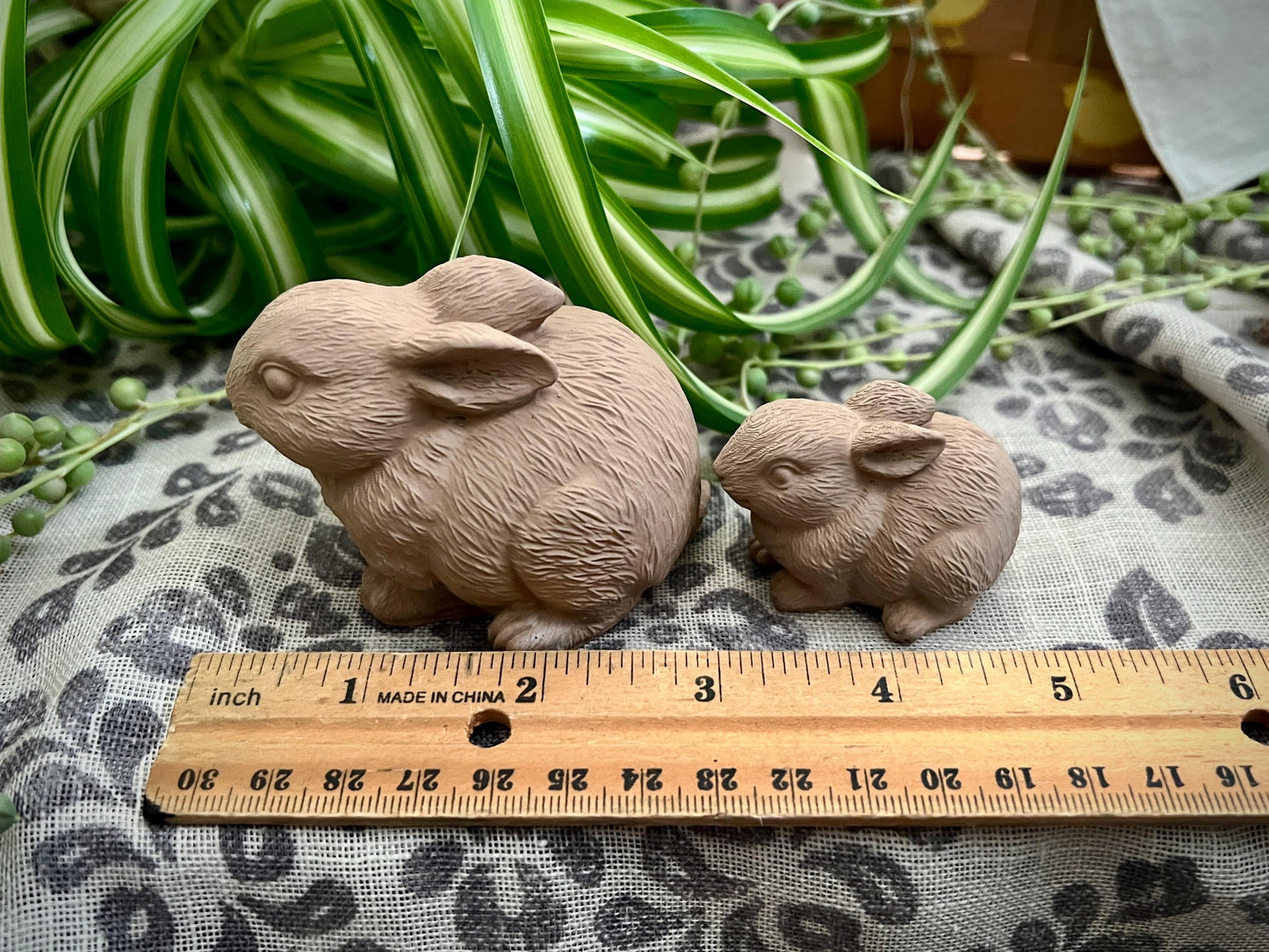 Set of Two Small/Extra Small Concrete Rabbits