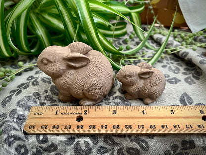 Set of Two Small/Extra Small Concrete Rabbits