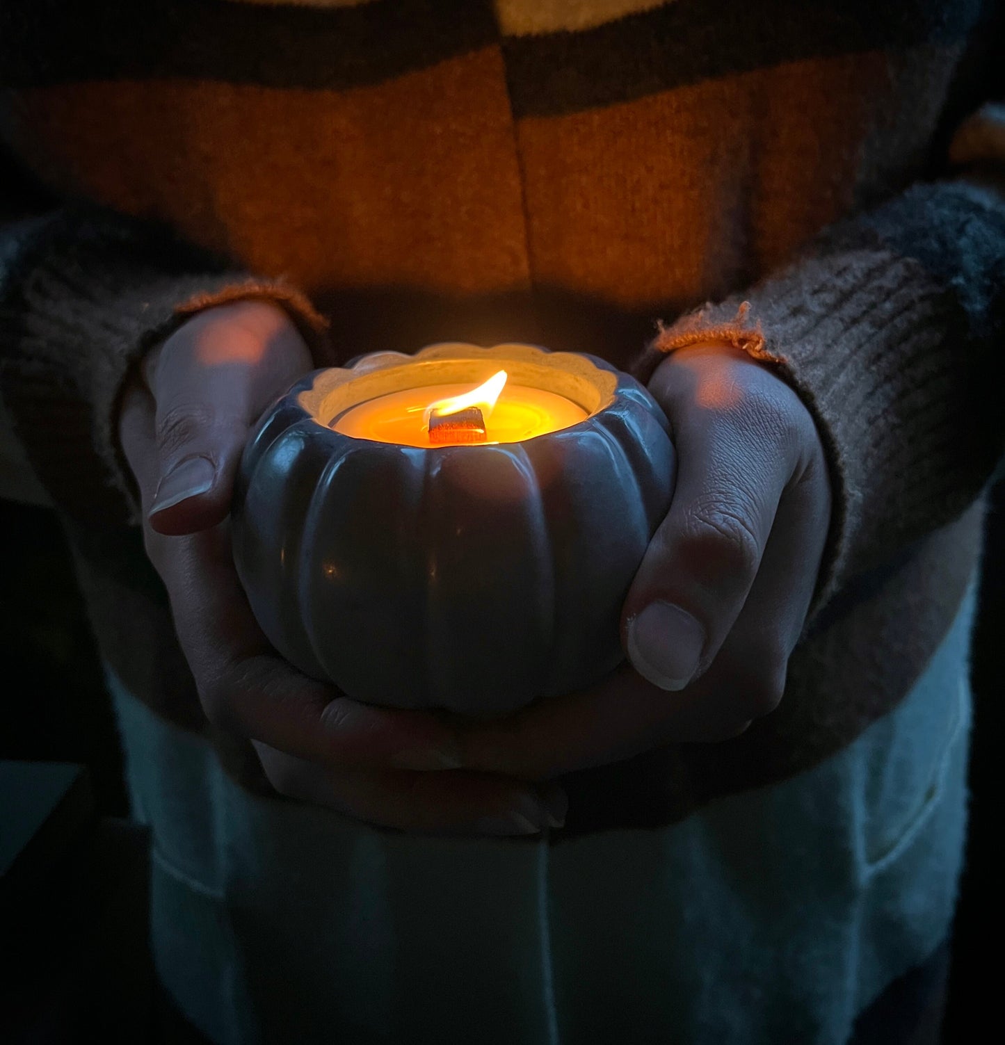 3.5 oz Concrete Pumpkin Candle with Lid | Soy/Beeswax Blend