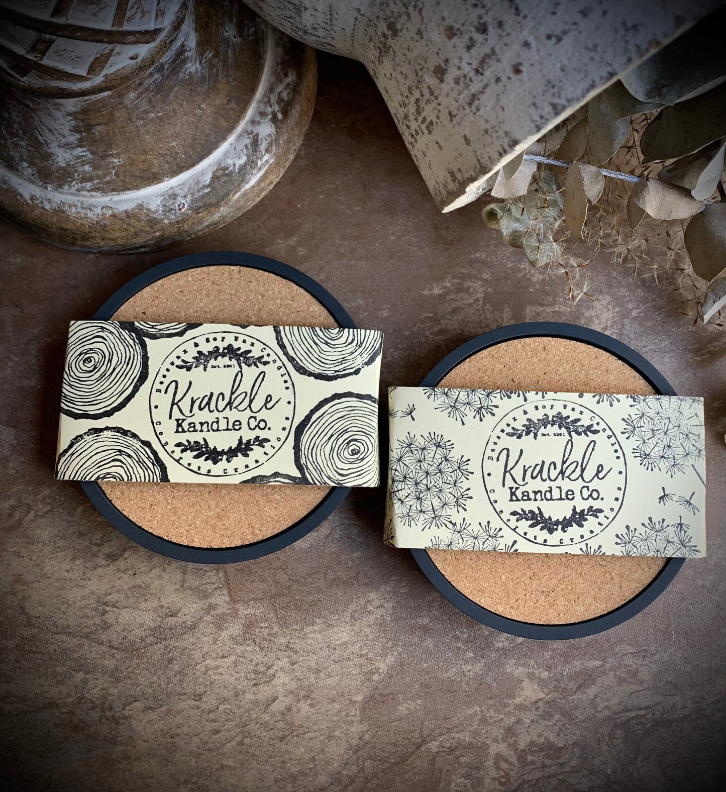 Round Concrete Coasters with Removable Cork Insert