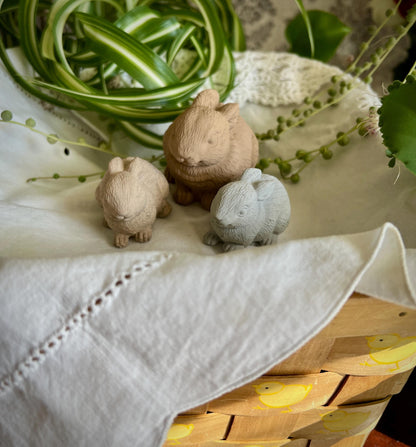 Set of Two Small/Extra Small Concrete Rabbits