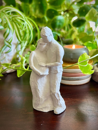 Small Concrete Family Figurines | Mother Child Sculpture | Mother Daughter Statue | Expecting Parent Gift