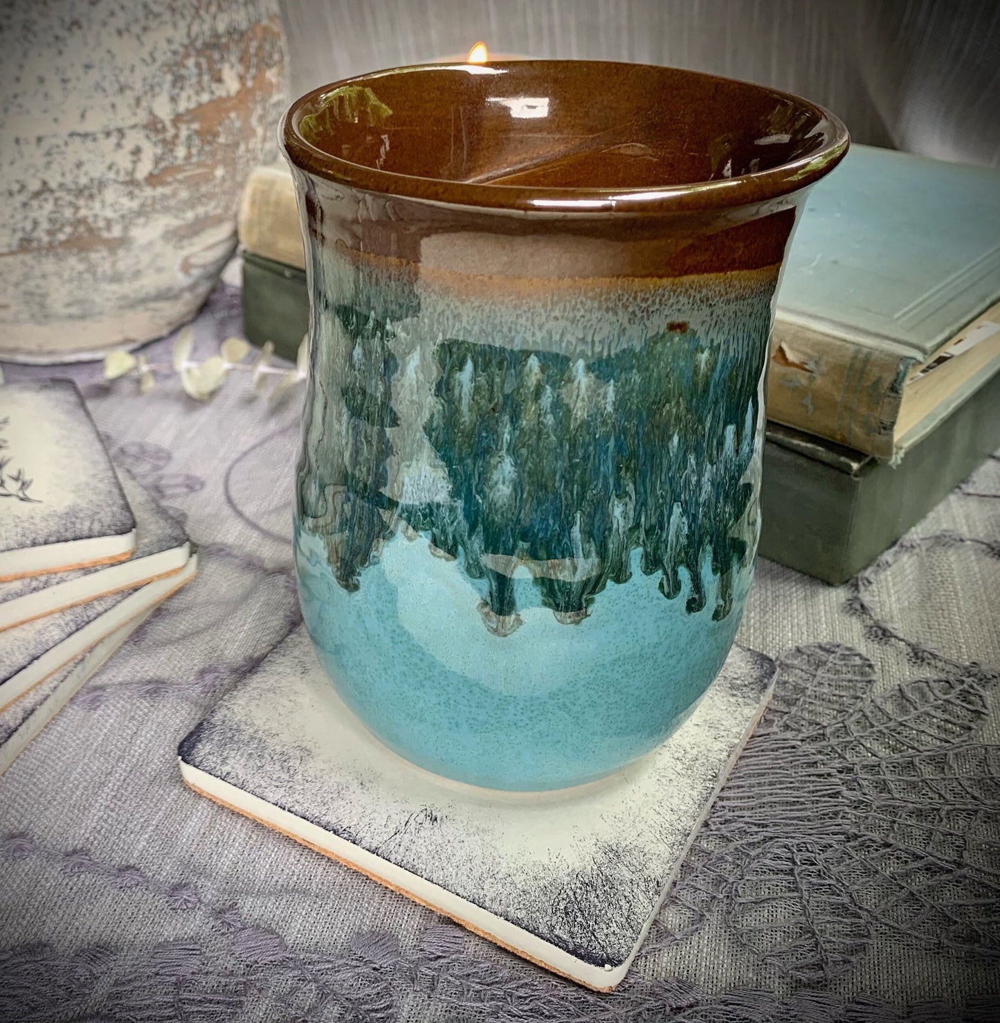 Square Hand Stamped Ink Concrete Coasters