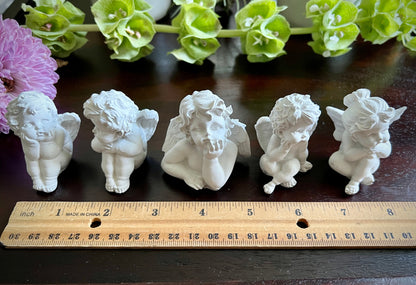 Set of Five Small Concrete Angel Statues