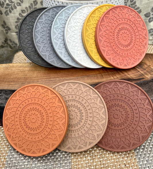 Geometric Textured Concrete Coasters