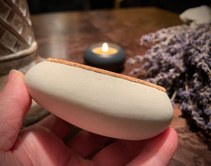 Concrete Pebble Tea Light Candle Holder and Unscented Beeswax and Soy Tealights