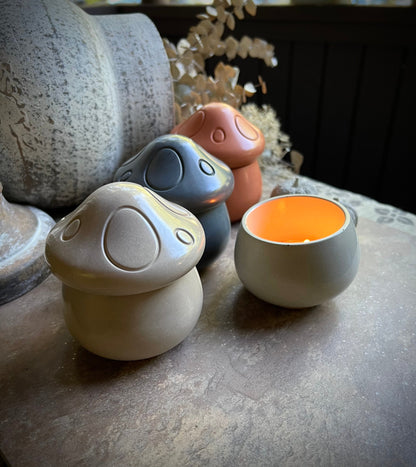 Concrete Mushroom Tea Light Holder and Unscented Beeswax and Soy Tealights