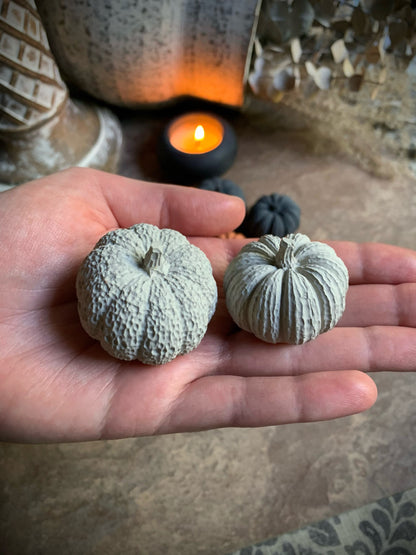 Set of Two Mini Concrete Pumpkins