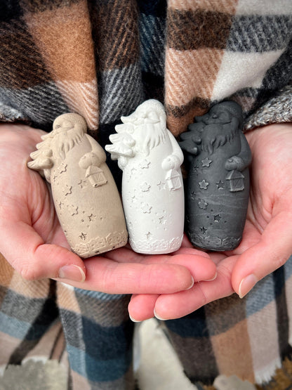 Set of Two Small Concrete Santa Claus Figurines