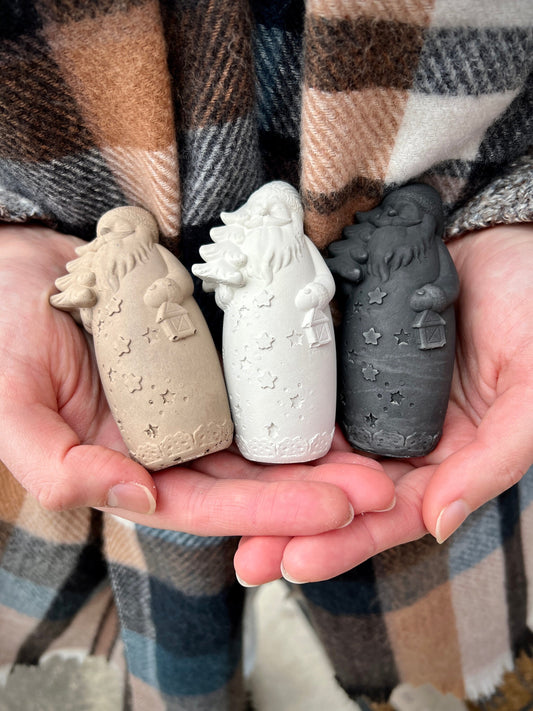 Set of Two Small Concrete Santa Claus Figurines