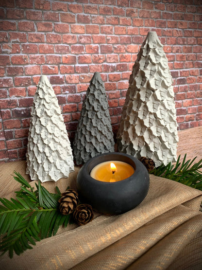 Set of Two Concrete Mistletoe Christmas Trees