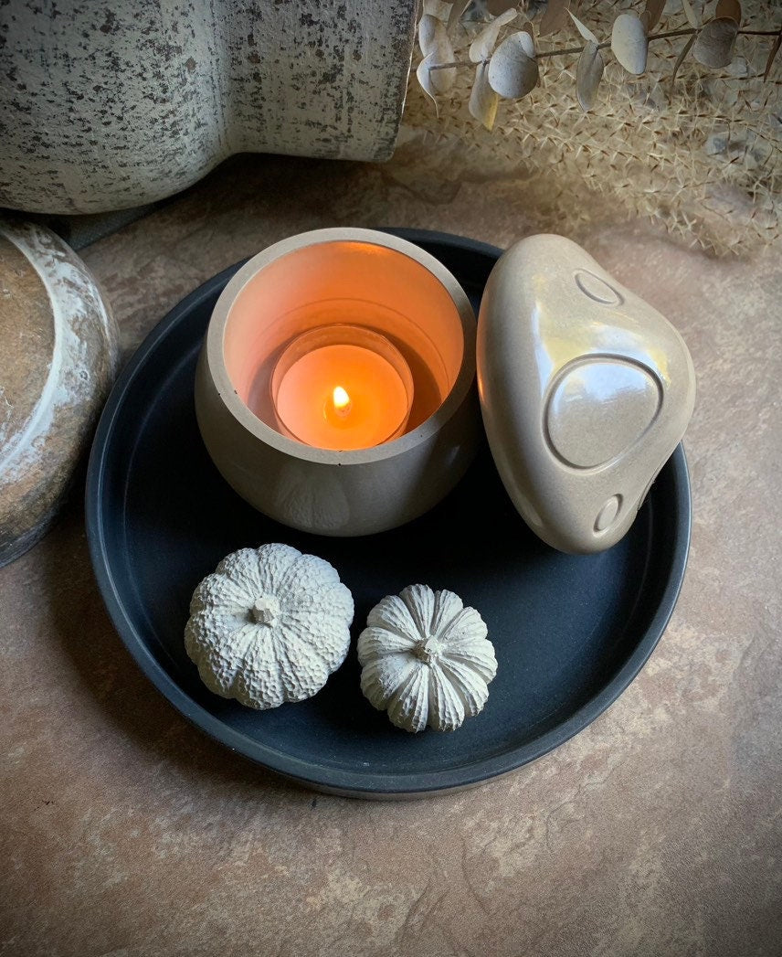 Concrete Mushroom Tea Light Holder and Unscented Beeswax and Soy Tealights