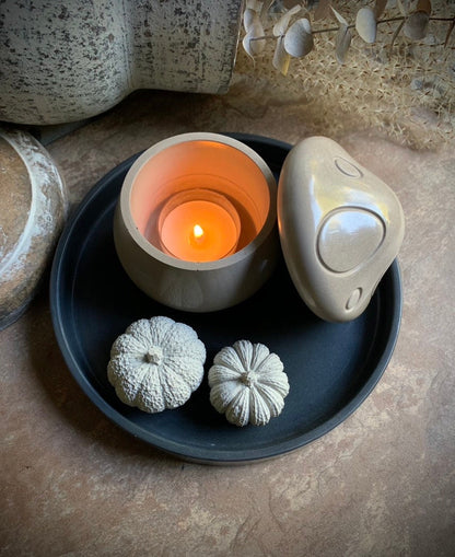 Concrete Mushroom Tea Light Holder and Unscented Beeswax and Soy Tealights