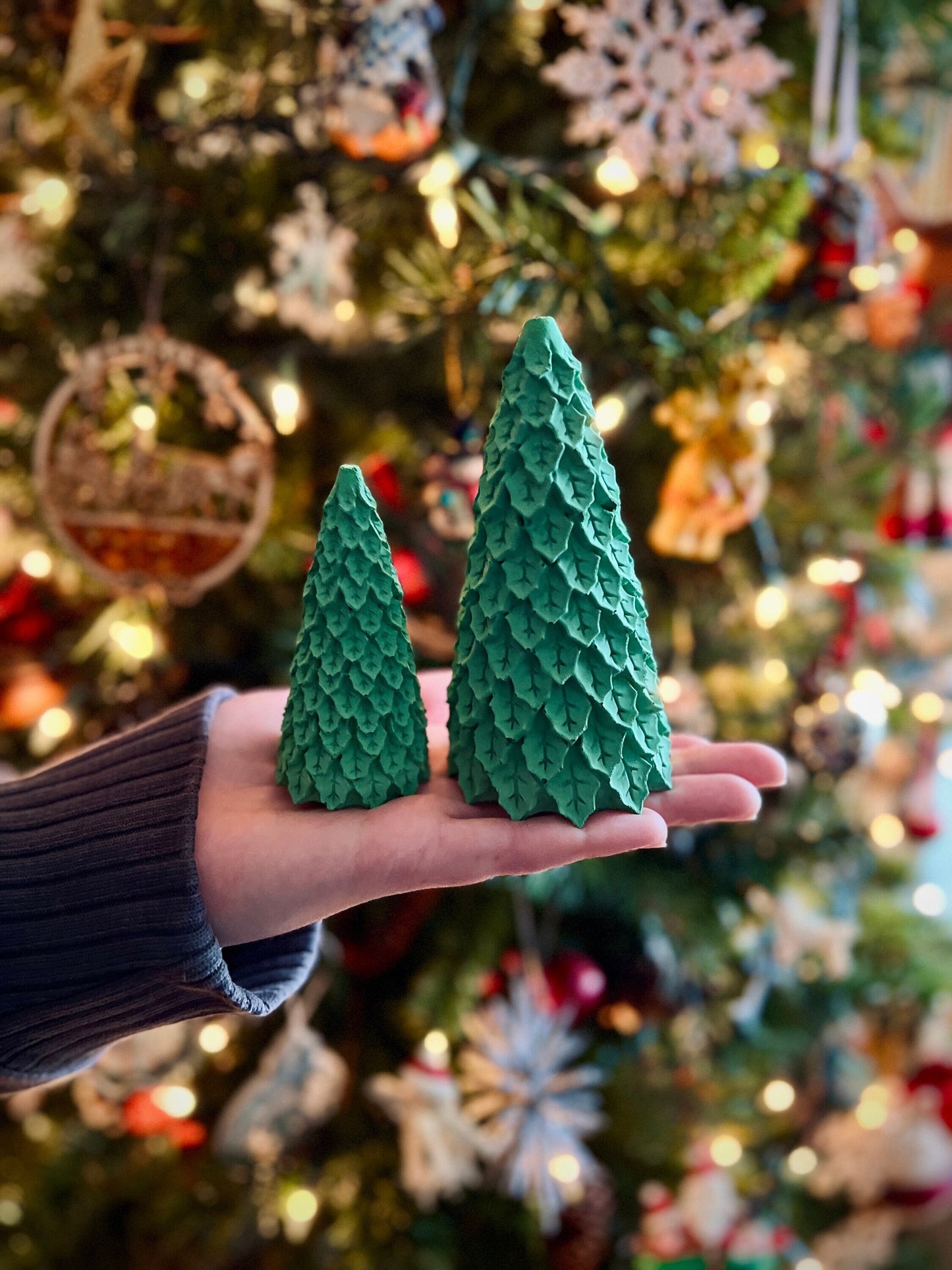 Set of Two Concrete Mistletoe Christmas Trees