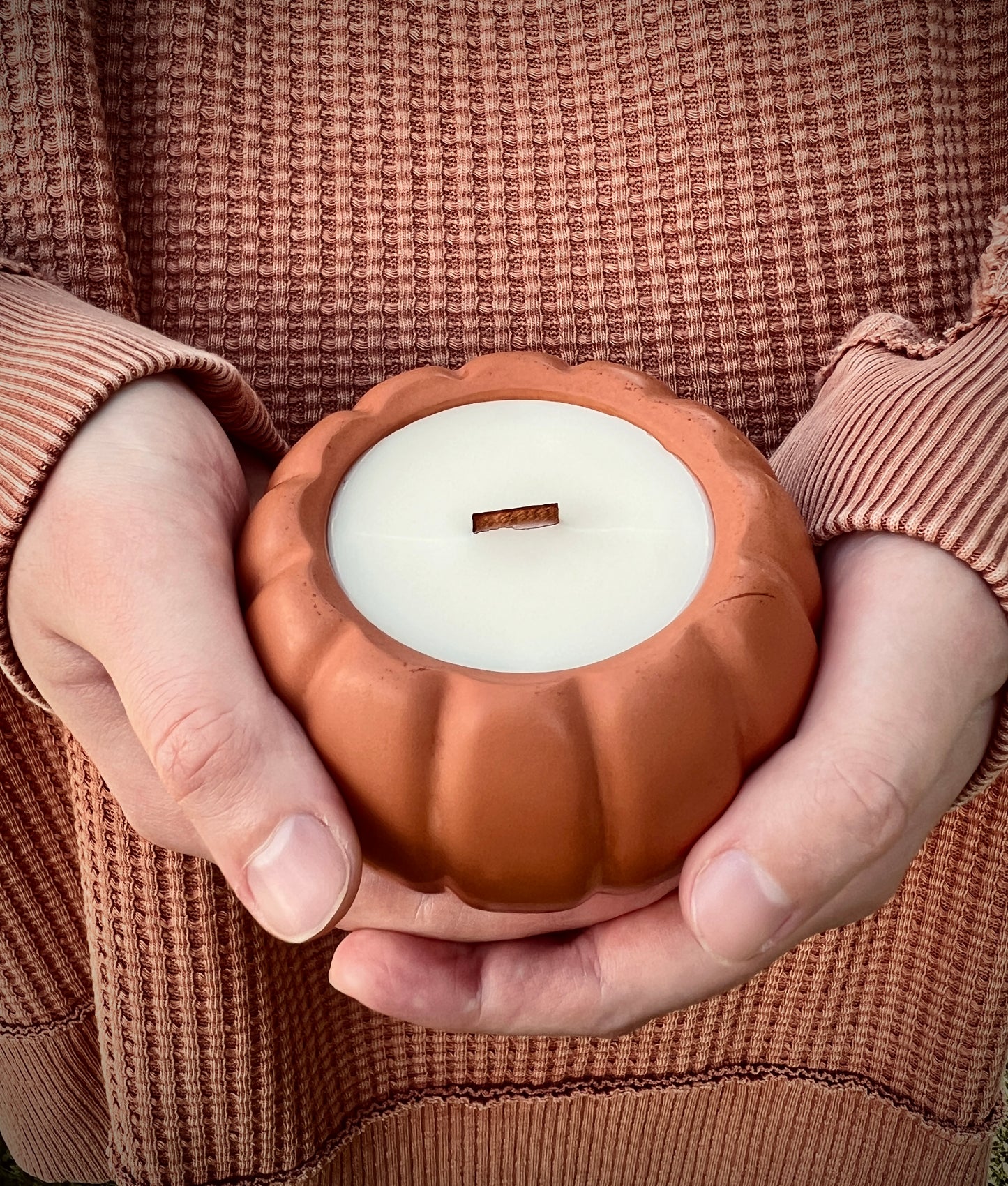 3.5 oz Concrete Pumpkin Candle with Lid | Soy/Beeswax Blend