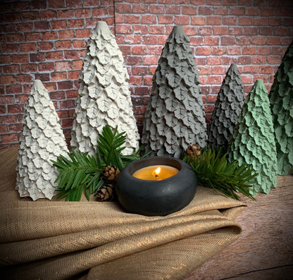 Set of Two Concrete Mistletoe Christmas Trees