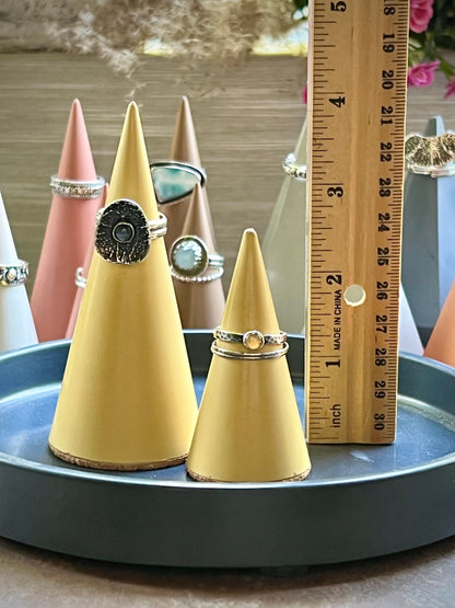 Set of 2 Concrete Ring Holders – Cone & Geometric Shapes