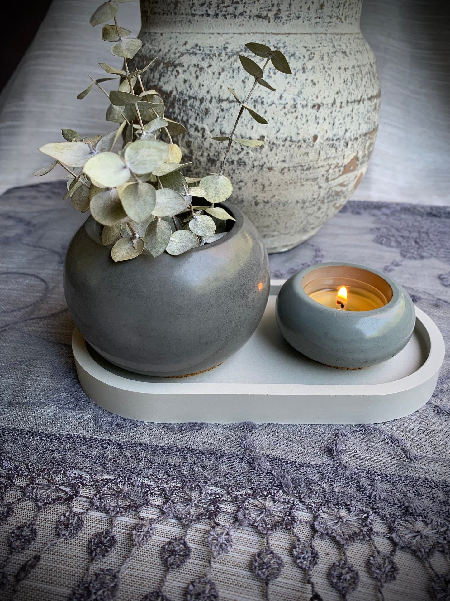 Concrete Oval 7 Inch Tray