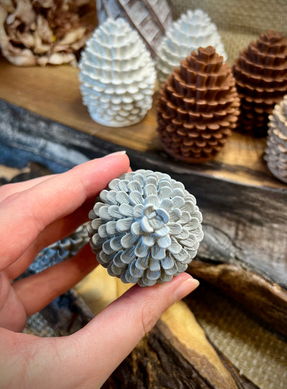 Set of Two Small Concrete Pine Cones
