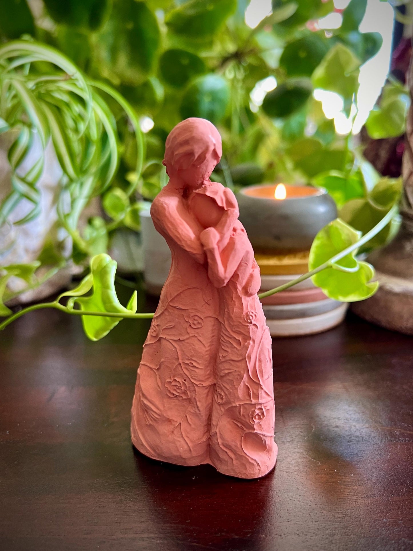 Small Concrete Family Figurines | Mother Child Sculpture | Mother Daughter Statue | Expecting Parent Gift