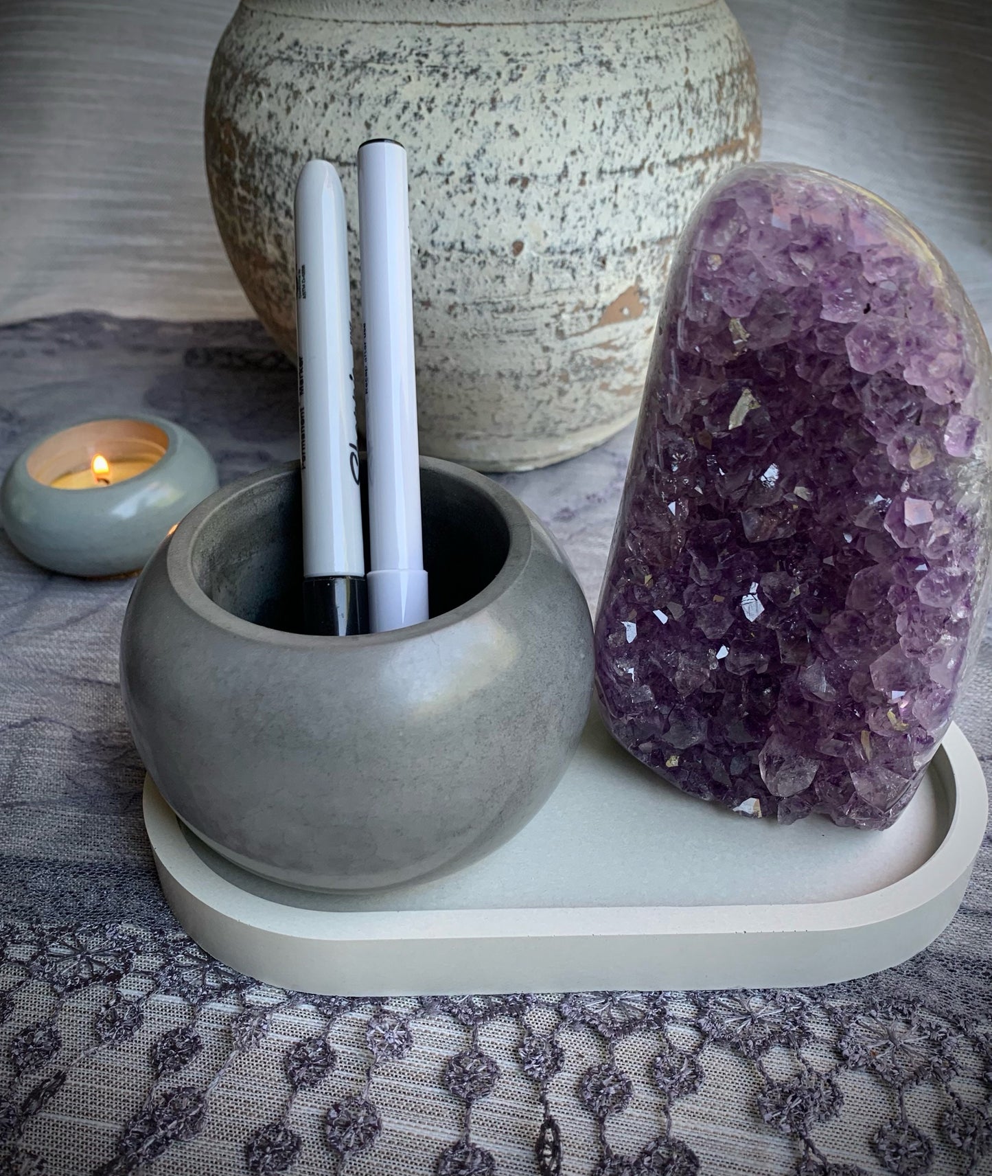 Concrete Oval 7 Inch Tray