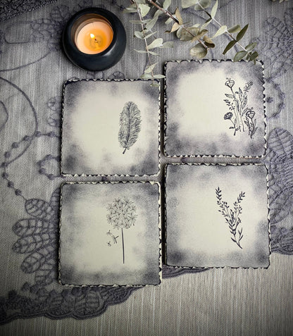 Textured Square Hand Stamped Ink Concrete Coasters
