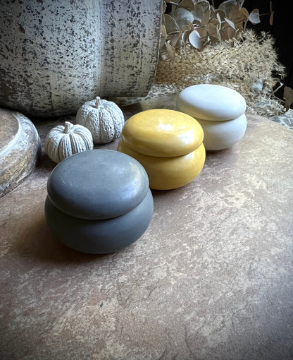 Concrete Tea Light Candle Holder with Lid and Unscented Beeswax and Soy Tealights