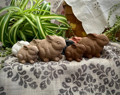Set of Two Small/Extra Small Concrete Rabbits