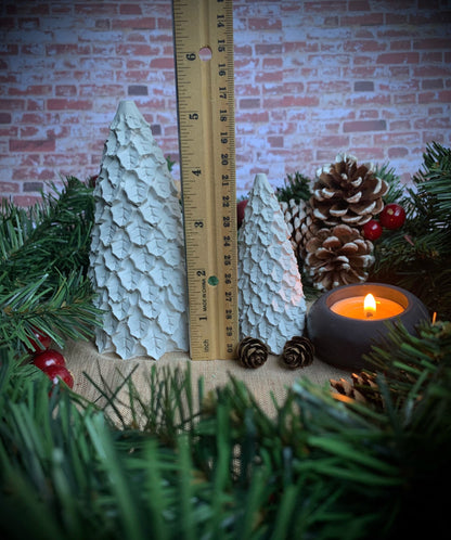 Set of Two Concrete Mistletoe Christmas Trees