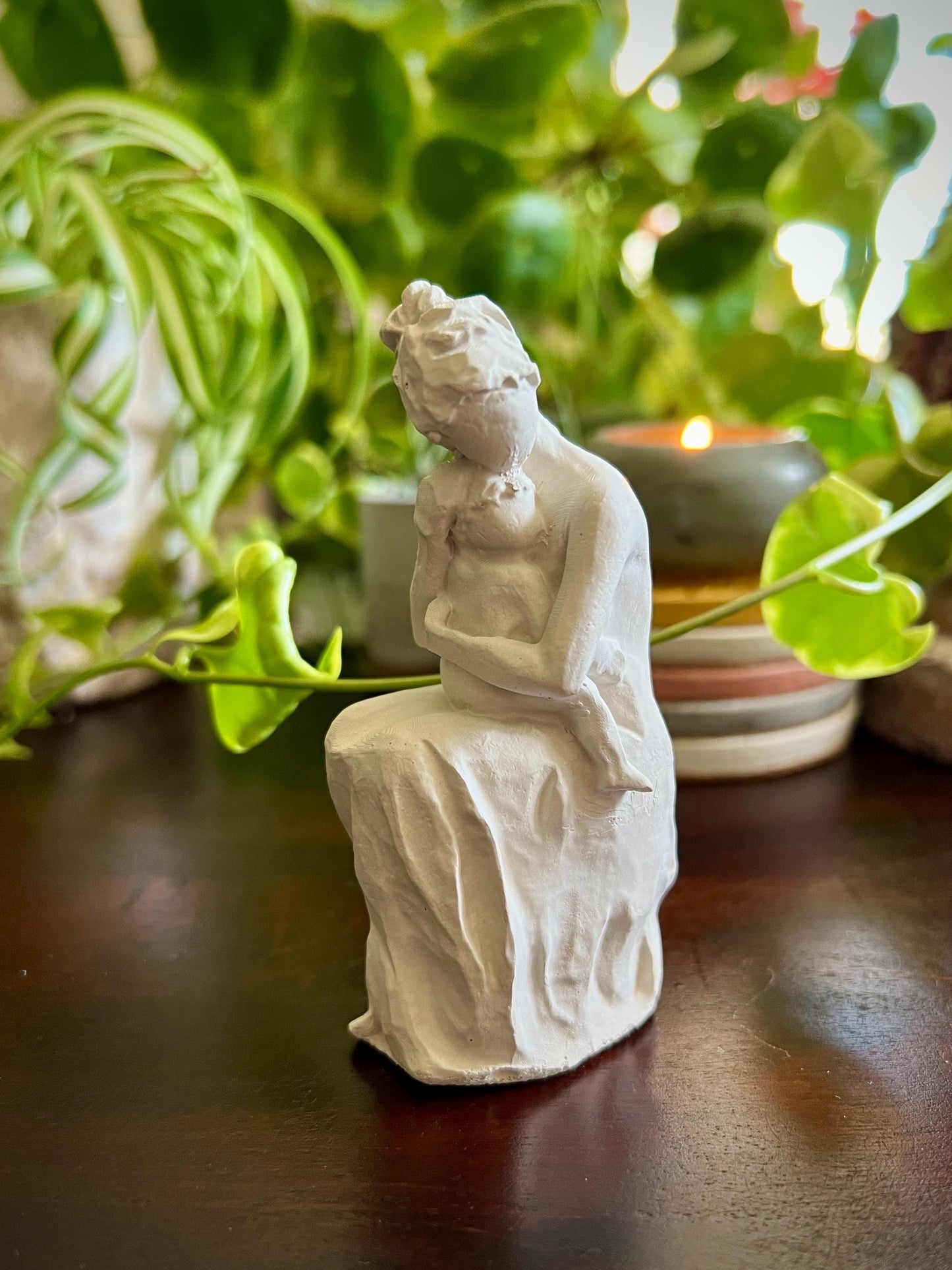 Small Concrete Family Figurines | Mother Child Sculpture | Mother Daughter Statue | Expecting Parent Gift