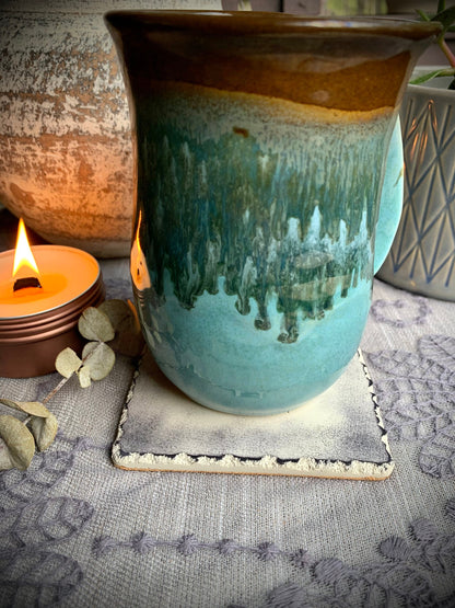 Textured Square Hand Stamped Ink Concrete Coasters