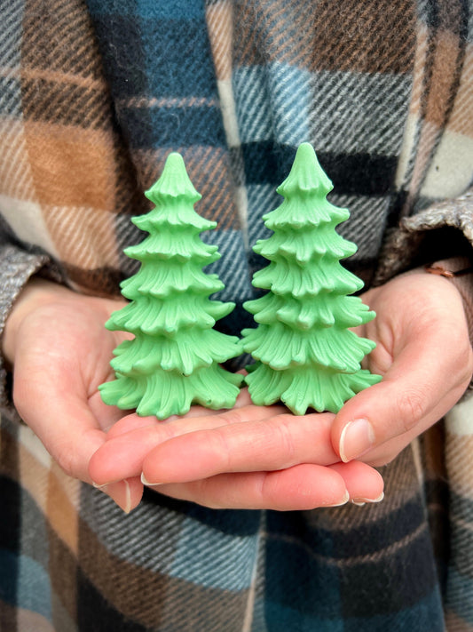 Set of Two Small Concrete Christmas Trees