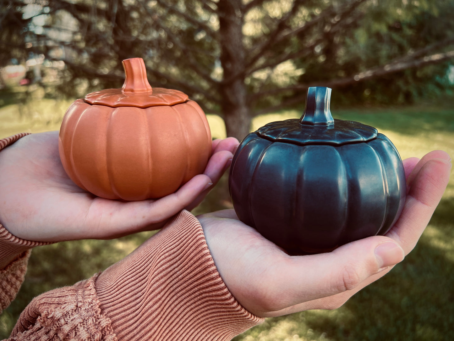 3.5 oz Concrete Pumpkin Candle with Lid | Soy/Beeswax Blend