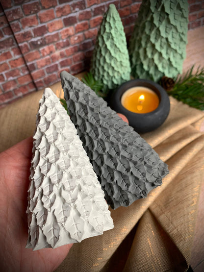 Set of Two Concrete Mistletoe Christmas Trees