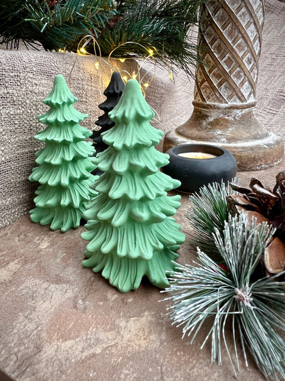 Set of Two Small Concrete Christmas Trees