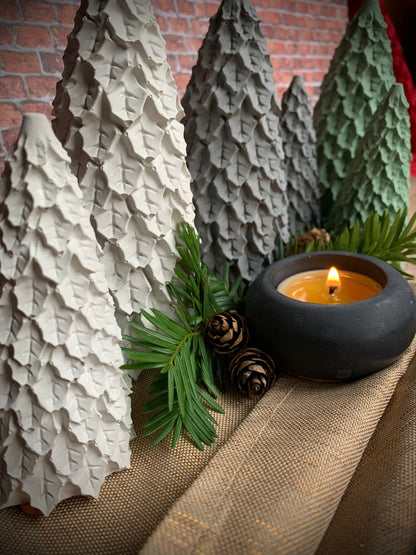 Set of Two Concrete Mistletoe Christmas Trees