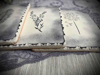 Textured Square Hand Stamped Ink Concrete Coasters