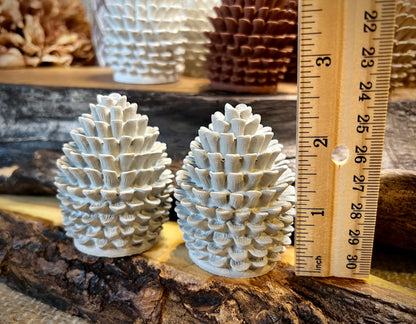 Set of Two Small Concrete Pine Cones