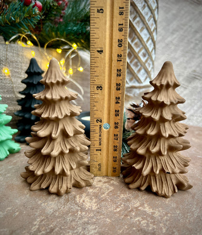 Set of Two Small Concrete Christmas Trees