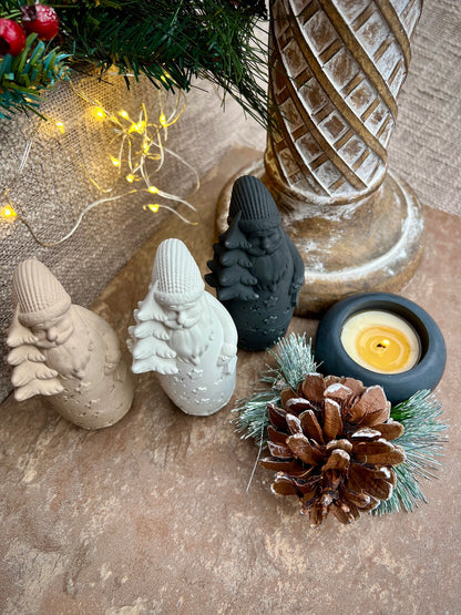 Set of Two Small Concrete Santa Claus Figurines