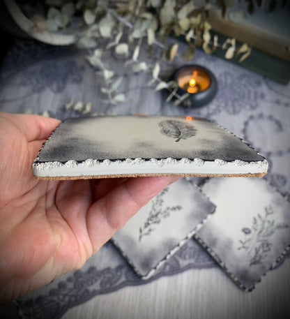 Textured Square Hand Stamped Ink Concrete Coasters