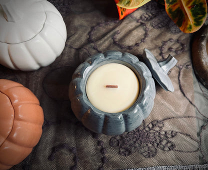 3.5 oz Concrete Pumpkin Candle with Lid | Soy/Beeswax Blend
