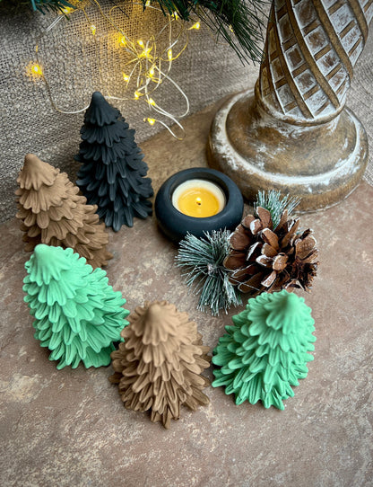 Set of Two Small Concrete Christmas Trees