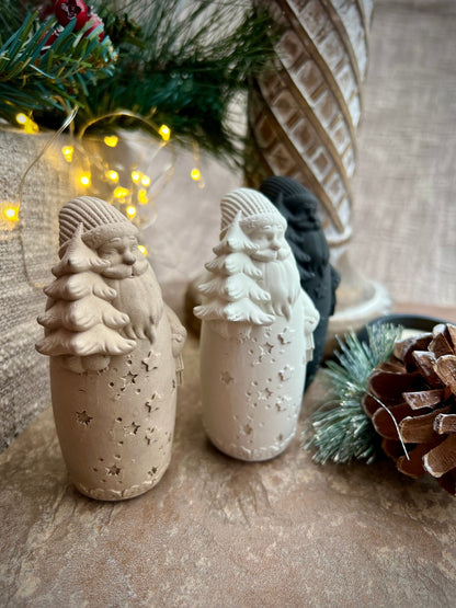 Set of Two Small Concrete Santa Claus Figurines