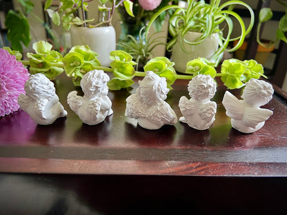Set of Five Small Concrete Angel Statues
