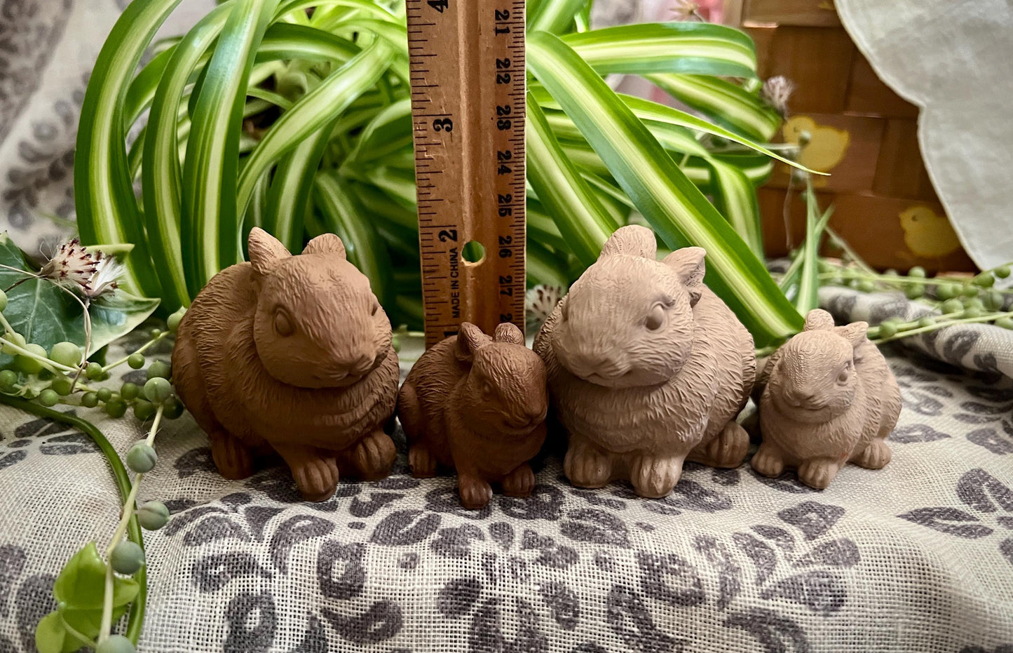 Set of Two Small/Extra Small Concrete Rabbits